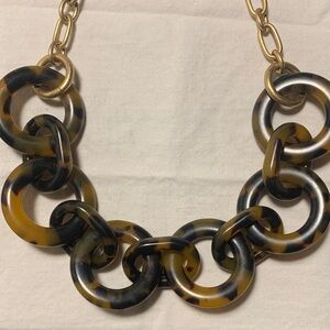 LOFT Tortoiseshell Resin Link Necklace with Gold-Tone Chain
